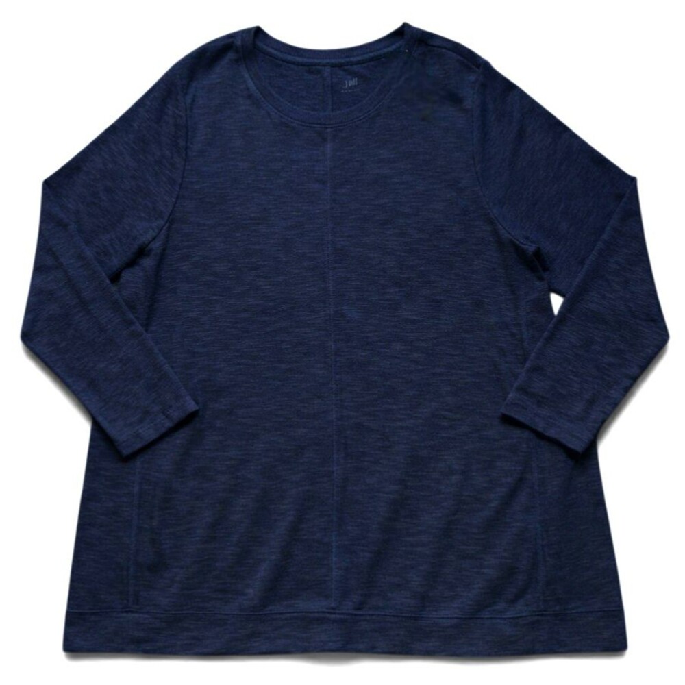 J. Jill Pima Cotton Elliptical Tunic 2X Navy Slub Knit Trapeze Lightweight NWOT